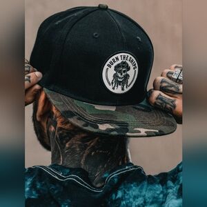Relentless Betrayal Camo Skeleton Pirate Black Snapback